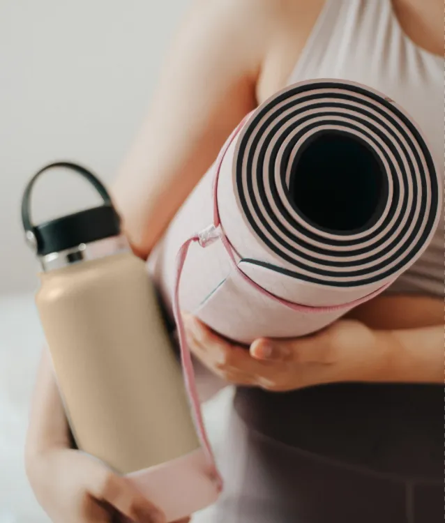 pilates mat and water bottle